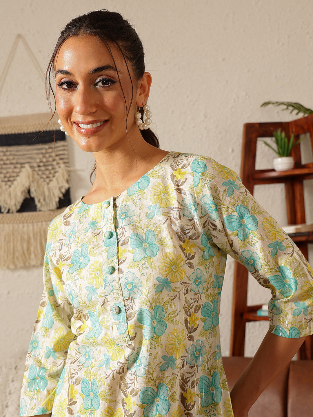 Silver Bloom Co-ord Set: Leaf Green