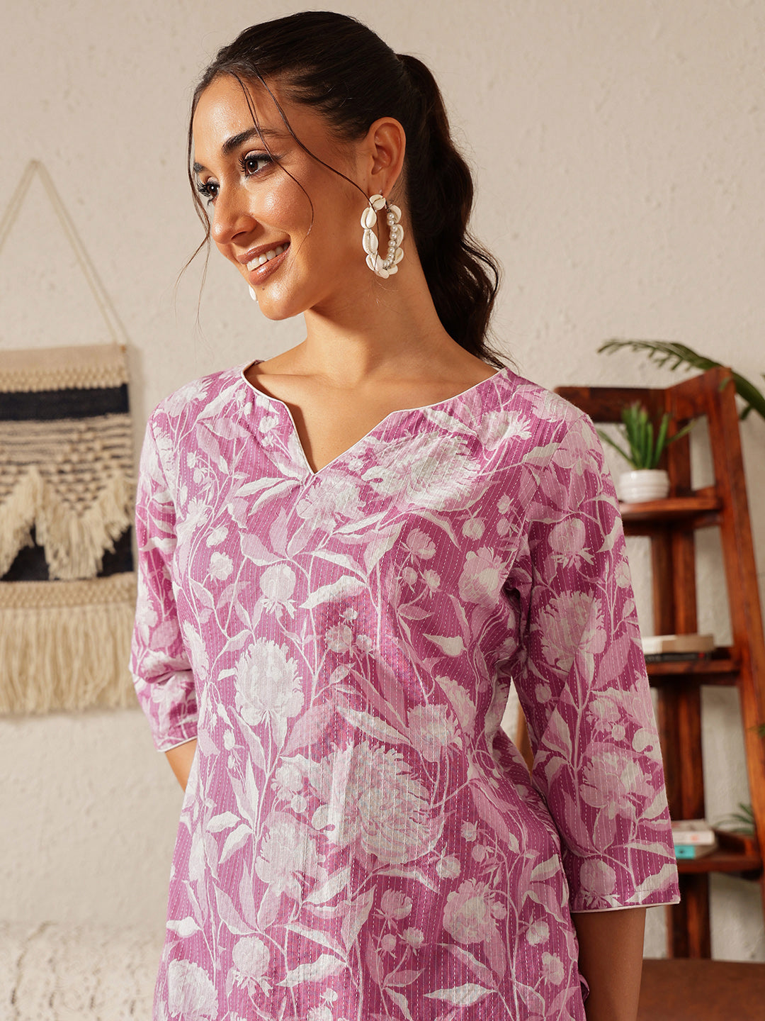 V-Neck Co-ord Set: Lotus Pink