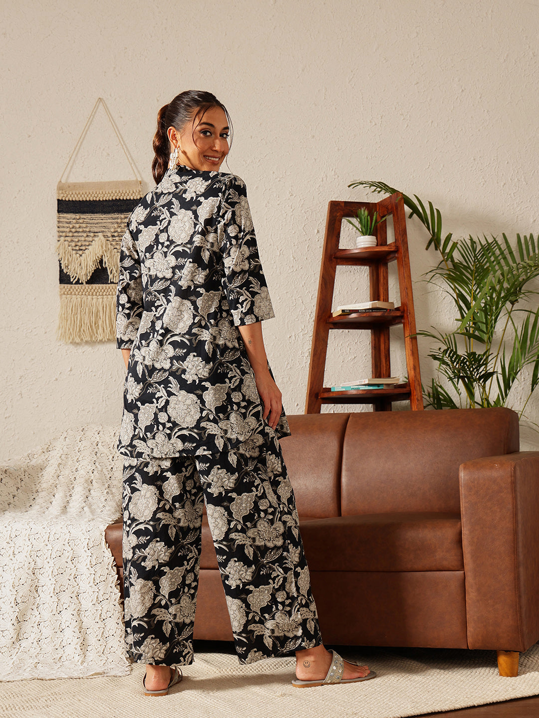 Angrakha Floral Co-ord Set: Midnight Bloom