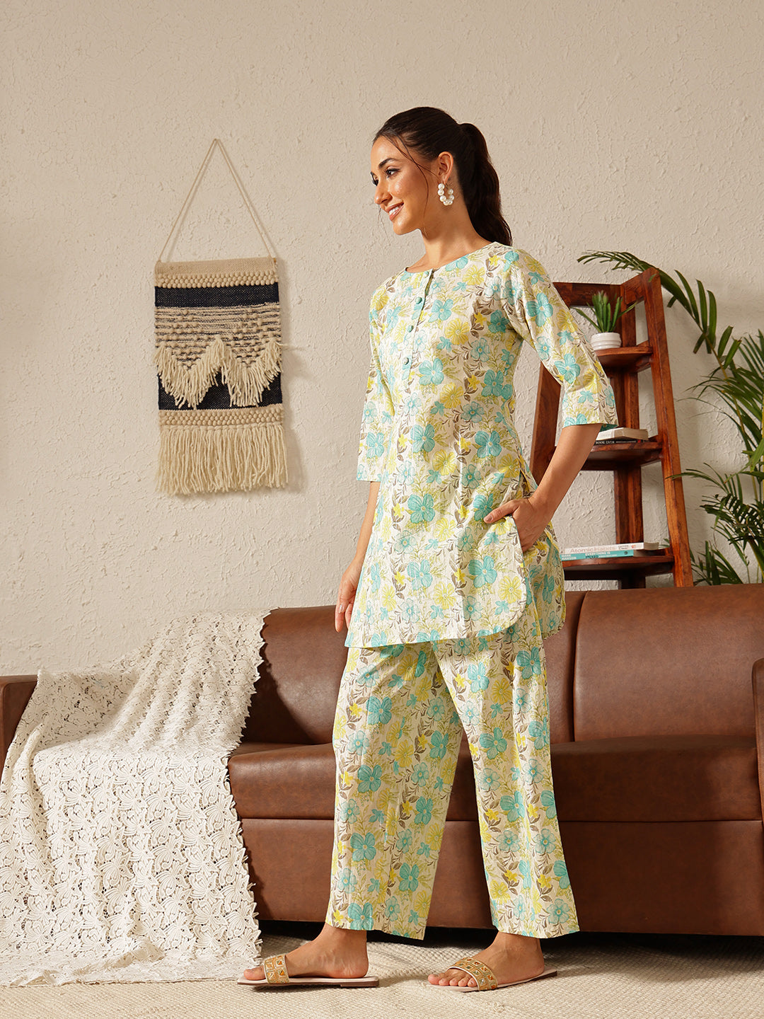 Silver Bloom Co-ord Set: Leaf Green